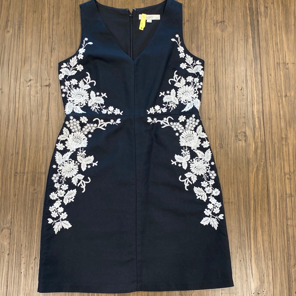 Loft Black Linen fully lined dress size 8P